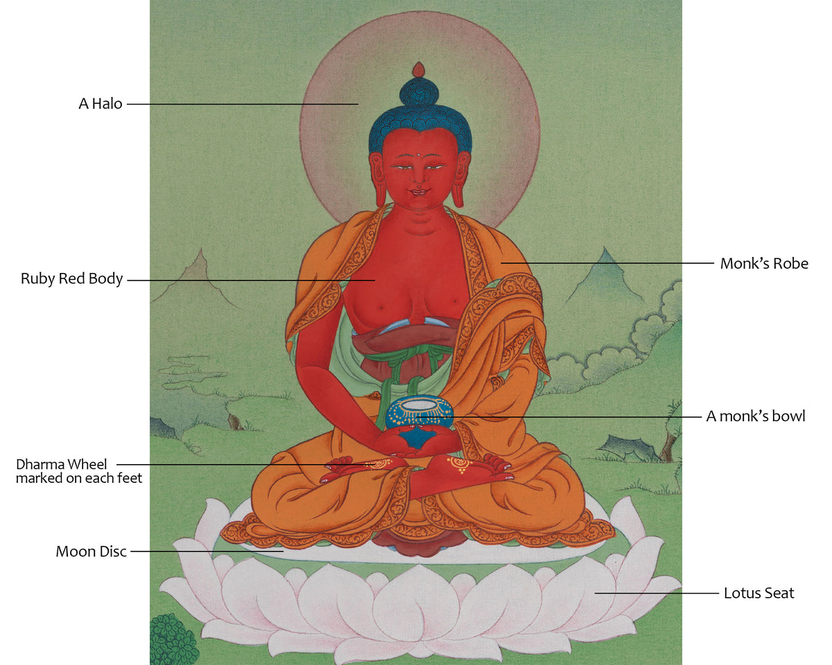 Amitabha Buddha Himalayan Thangka | Infinite Light Artwork | Tibetan Artwork