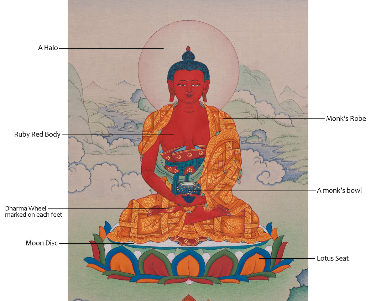 Hand-Painted Amitabha Buddha Art | Infinite Light | The Lotus Family