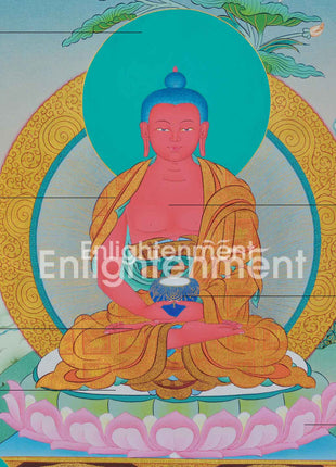 Buddha Amitabha Thangka | Buddha for Infinite Light | Painting on Cotton Canvas