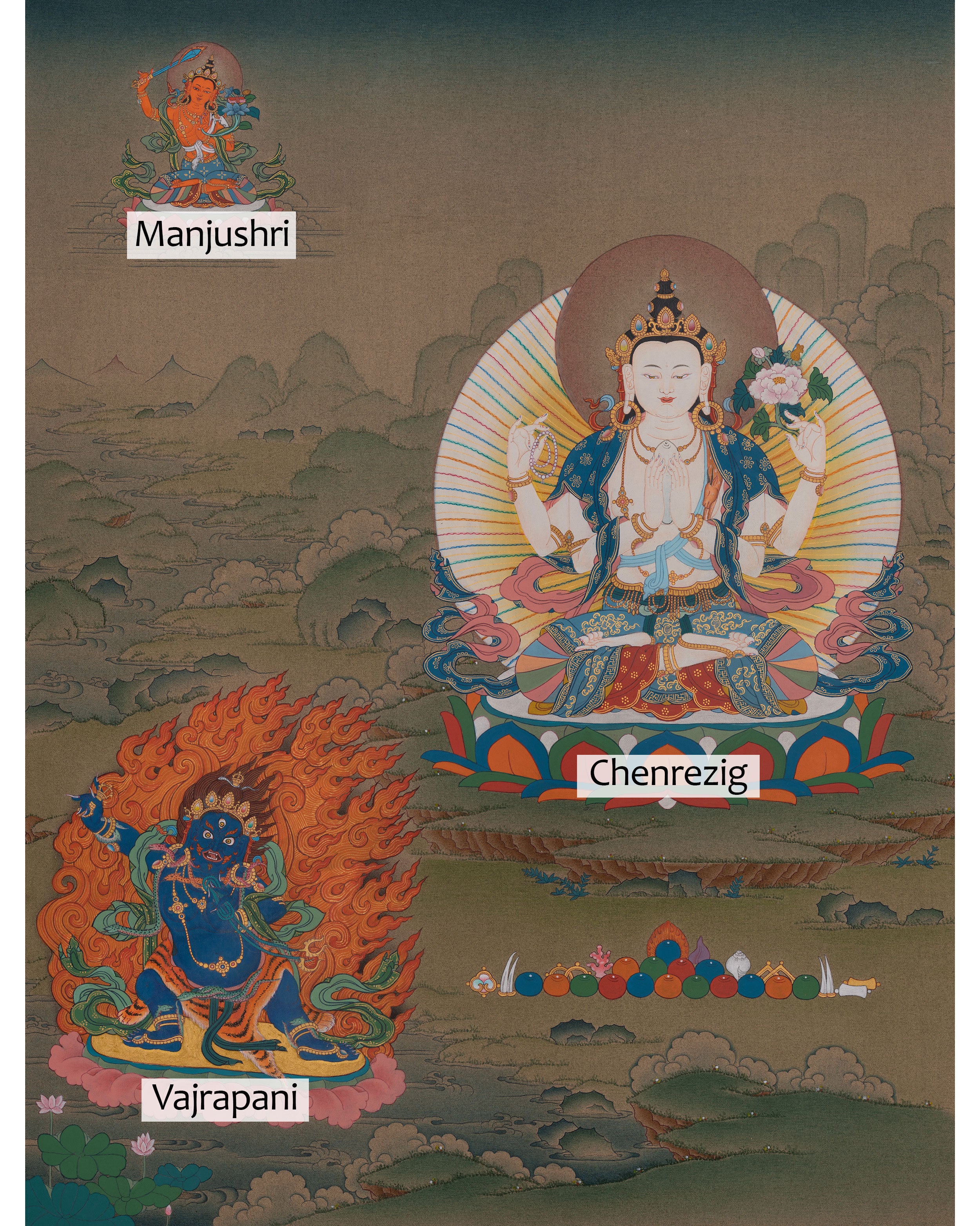 Chenrezig Compassionate Thangka | Bodhisattva Deity | Himalayan Artwork