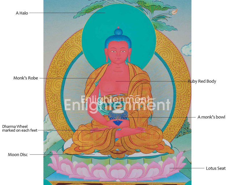 Buddha Amitabha Thangka | Buddha for Infinite Light | Painting on Cotton Canvas