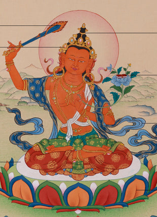 Spiritual Art of Manjushri Bodhisattva | Symbol of Wisdom and Knowledge