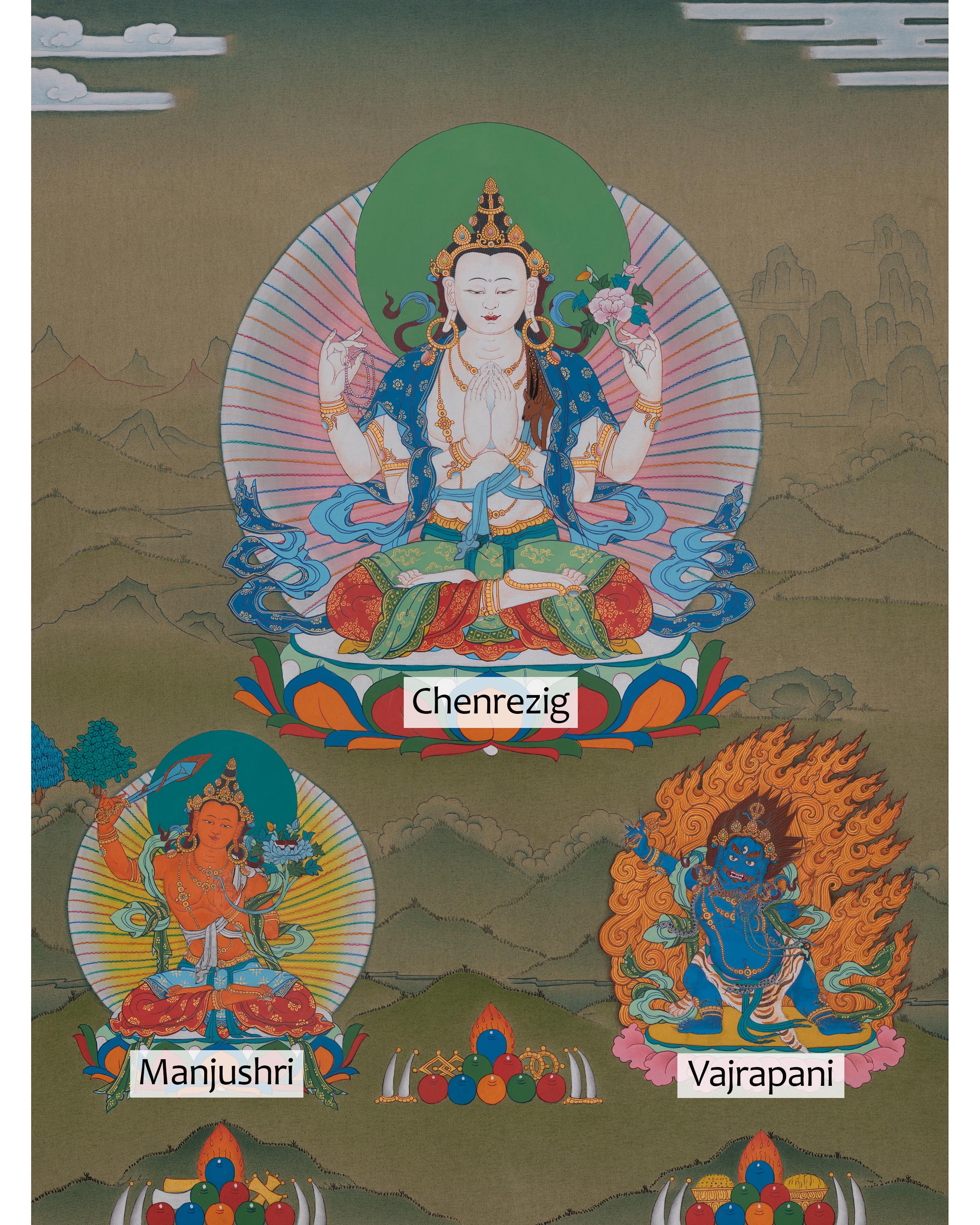Chenrezig Himalayan Thangka | Bodhisattva Deity | Avalokiteshvara Art