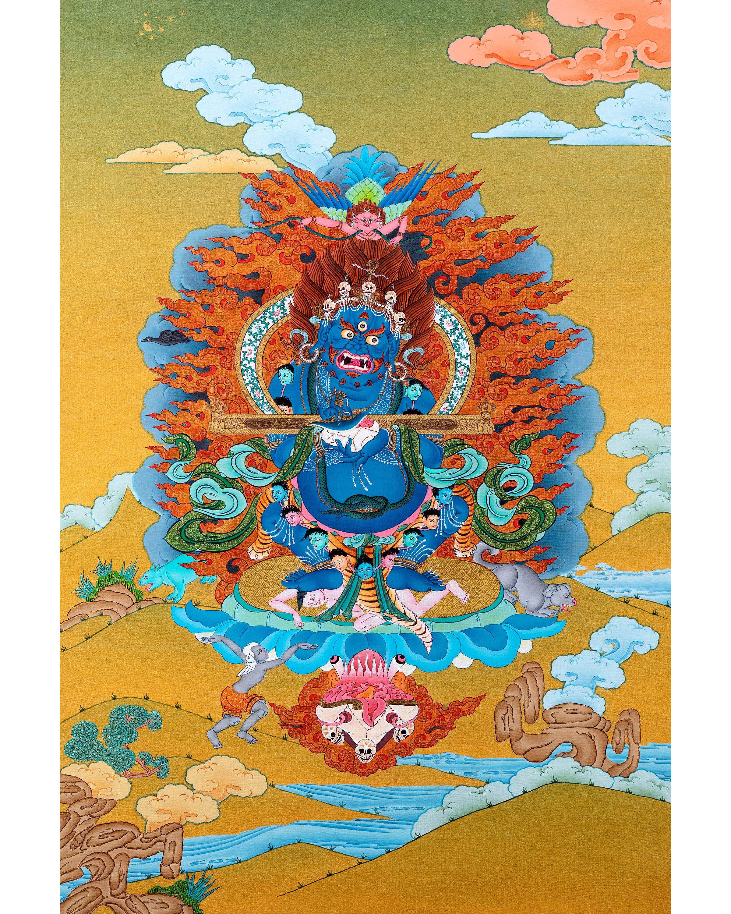 Sakya Mahakala Thangka | Dharmapala | Tibetan Vajrayana Art