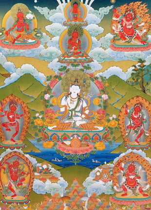 Mipham Wangdu Thangka Print with brocade