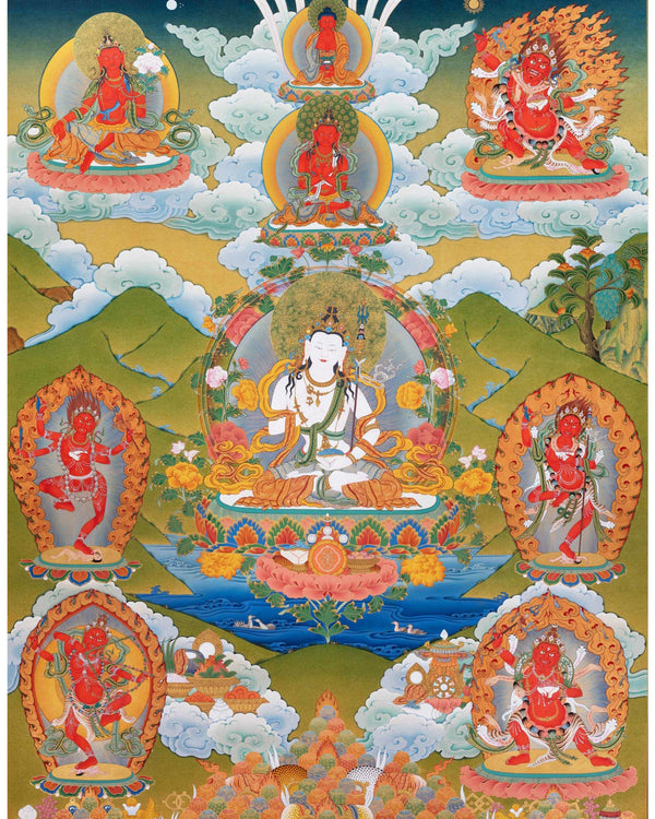 Mipham Wangdu Thangka Print with brocade