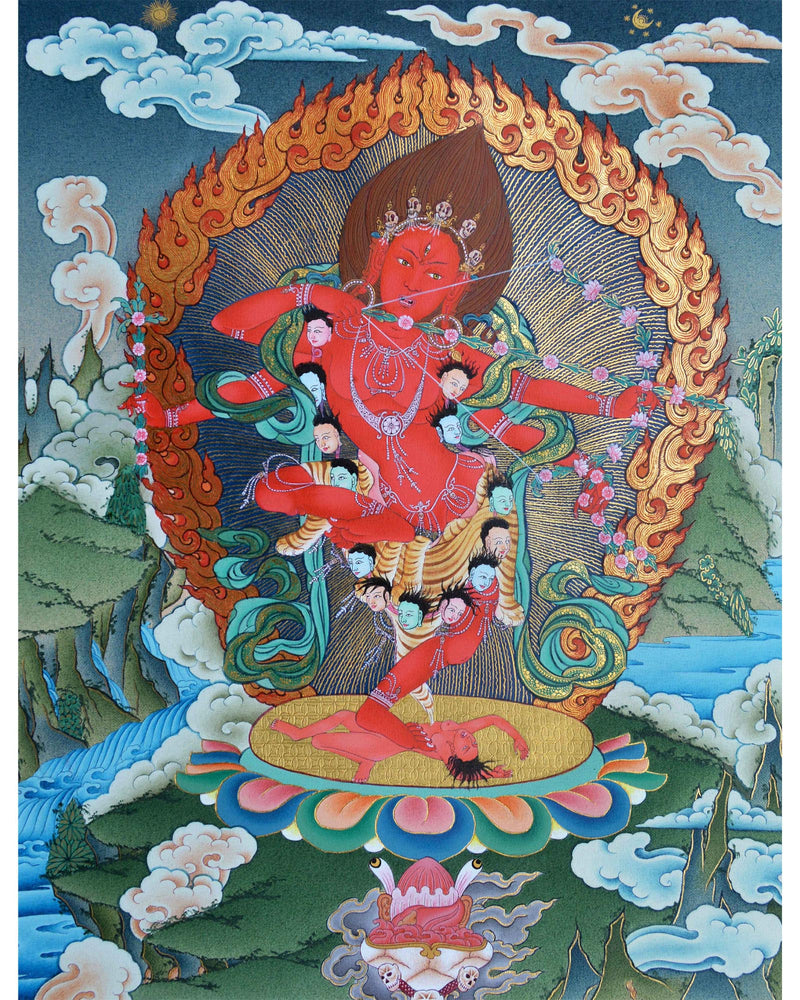 Kurukulla Thangka, Dakini, Traditional Tibetan Painting,