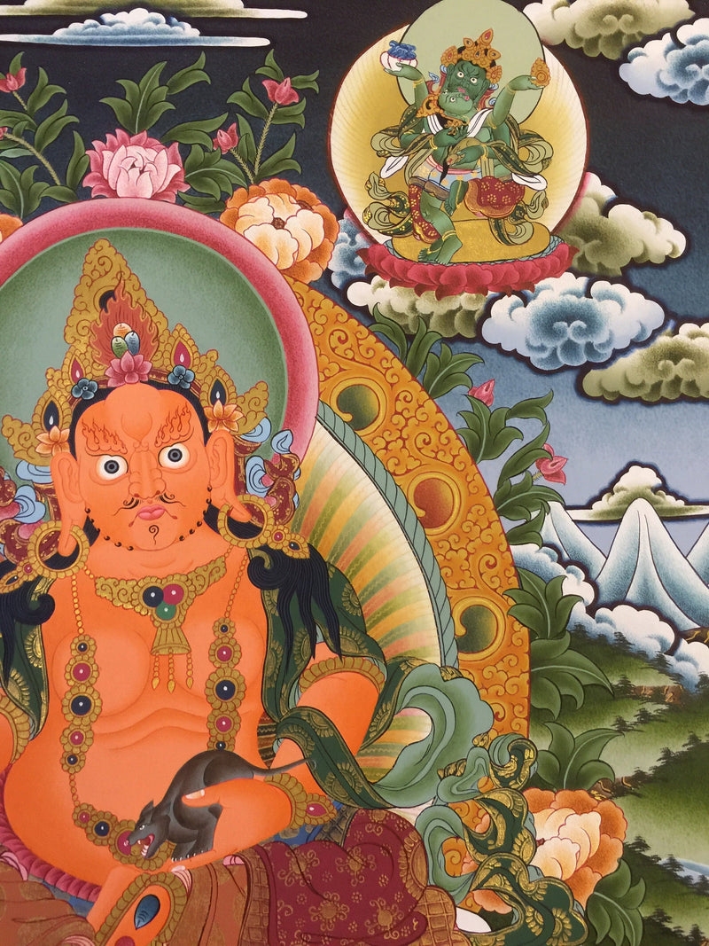 Dzambala Kubera Thangka | Divine Wealth and Prosperity | Home with Wealth and Good Fortune |