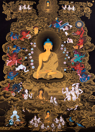Buddha Shakyamuni And Mara Thangka | Tibetan Hand Painted Art
