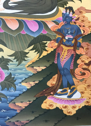 Original Hand-Painted Dharmapala Namtose Thangka | Lord of Wealth | Kubera Thangka