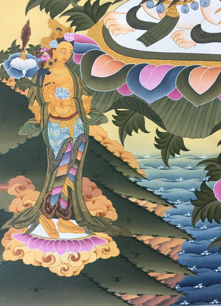 Original Hand-Painted Dharmapala Namtose Thangka | Lord of Wealth | Kubera Thangka