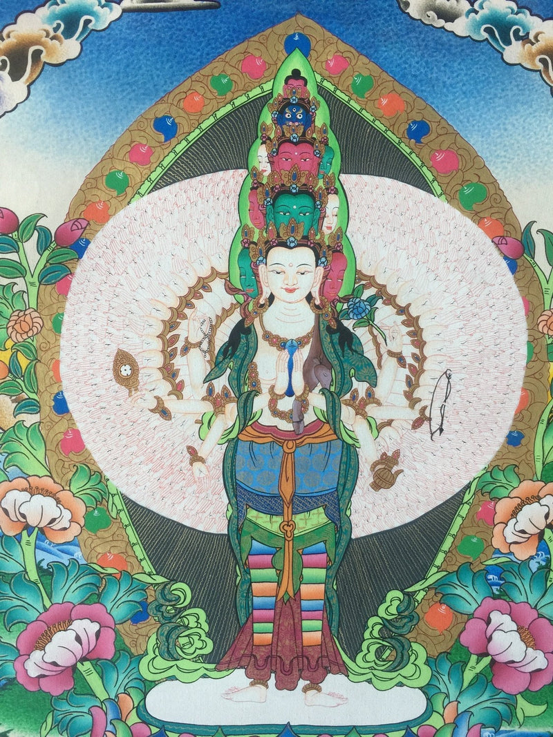 1000 Armed Avalokiteshvara | Original Handpainted Lokeshvara Thangka |