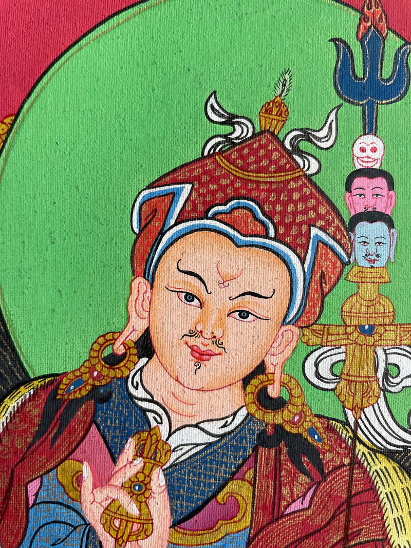 Original Hand-Painted Guru Rinpoche Thangka Painting | Fine Quality Sacred Art |