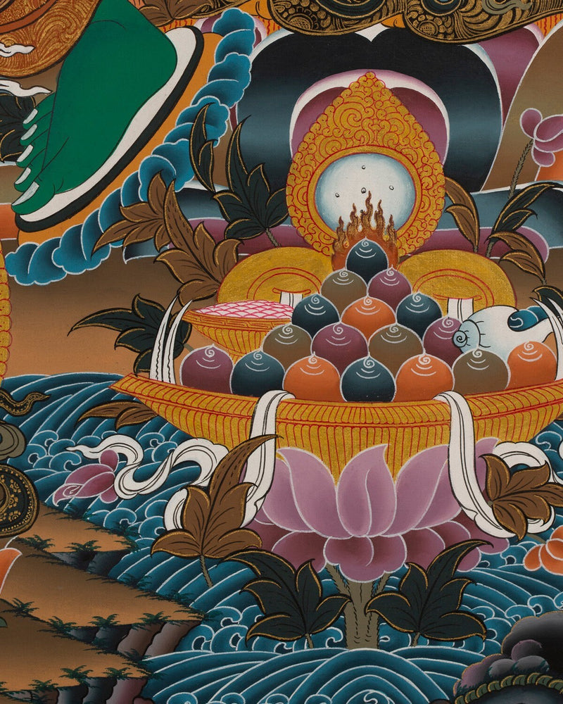 Original Hand painted Green Tara Thangka |Beautiful mother Green Tara symbolizing wisdom