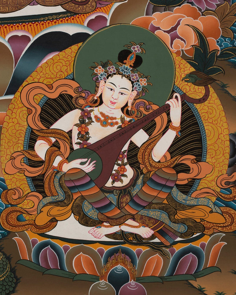 Original Hand painted Green Tara Thangka |Beautiful mother Green Tara symbolizing wisdom