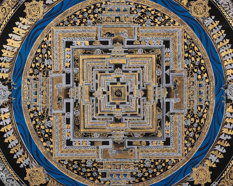 Attractive Gold and Silver Imitation Colored Kalachakra Mandala | Unique Wheel Of Time Wall Decoration Mandala