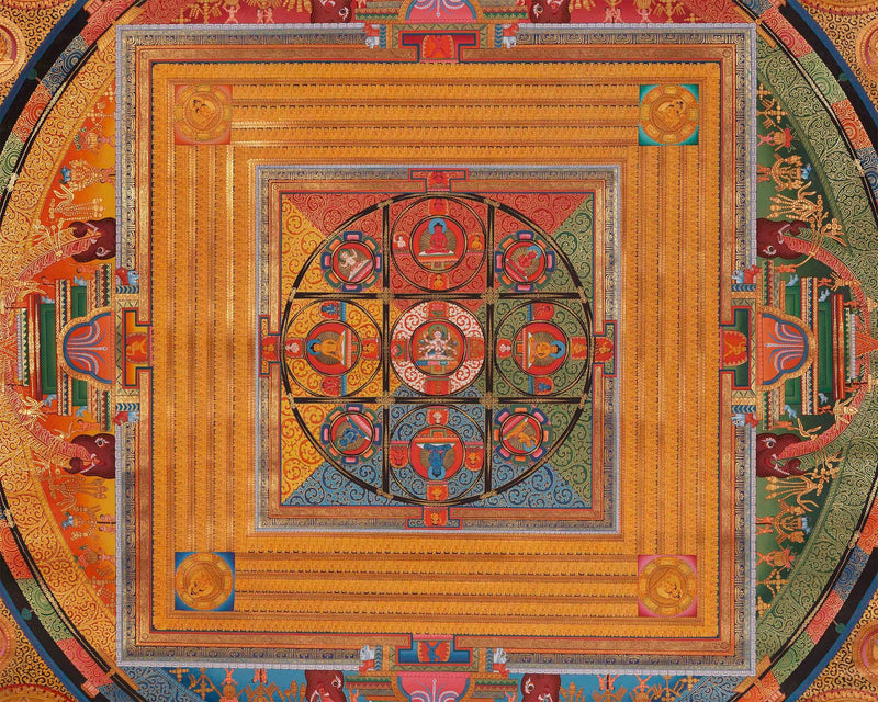 99 x 122 cms Colorful Vajradhatatu Mandala Thangka | High Quality Buddhist Mandala