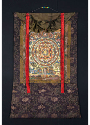 Hand Painted Mandala | Thanka with Brocade Mounted