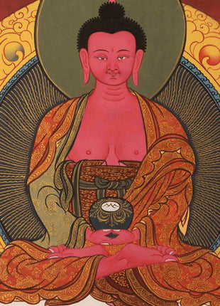 Amitabha Buddha and Chengrezig Thangka Painting | Tibetan Buddhist Wall Hanging Art for Peace |