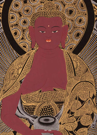 Amitabha Buddha, Dzambala, and Chengrezig Thangka | Original Hand-Painted Red Buddha |  Art Painting For Meditation | Tibetan Thangka