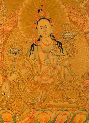 24k Full Gold Style Green Tara Thangka painting | Tibetan Thangka Art  |