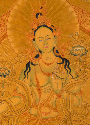 24k Full Gold Style Green Tara Thangka painting | Tibetan Thangka Art  |
