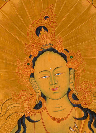 24k Full Gold Style Green Tara Thangka painting | Tibetan Thangka Art  |