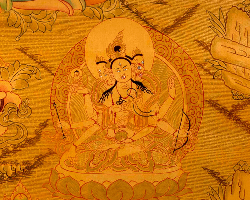 24k Full Gold Style Green Tara Thangka painting | Tibetan Thangka Art  |