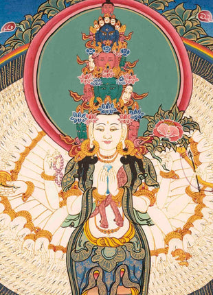 Avalokiteshvara Original Hand-Painted Tibetan Thangka | Wall Decor Painting