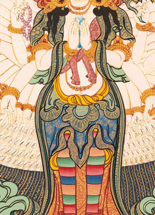 Avalokiteshvara Original Hand-Painted Tibetan Thangka | Wall Decor Painting