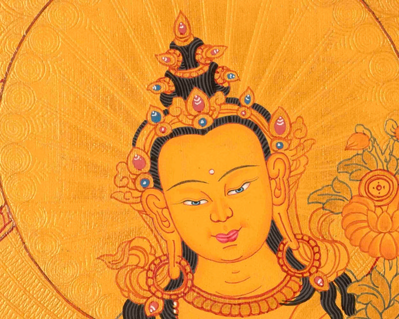 24K Gold Original Hand-Painted Thangka of Maitreya Buddha | Good Luck To House