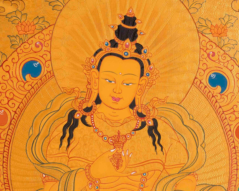 24K Gold Style Original Hand Painted Vajrasattva Thangka | Delightful Dorje Sempa