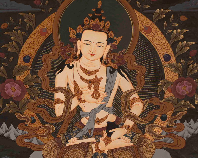 Thangka Painting Of Vajrasattva | Original Hand-Painted Tibetan Buddhist Thanka