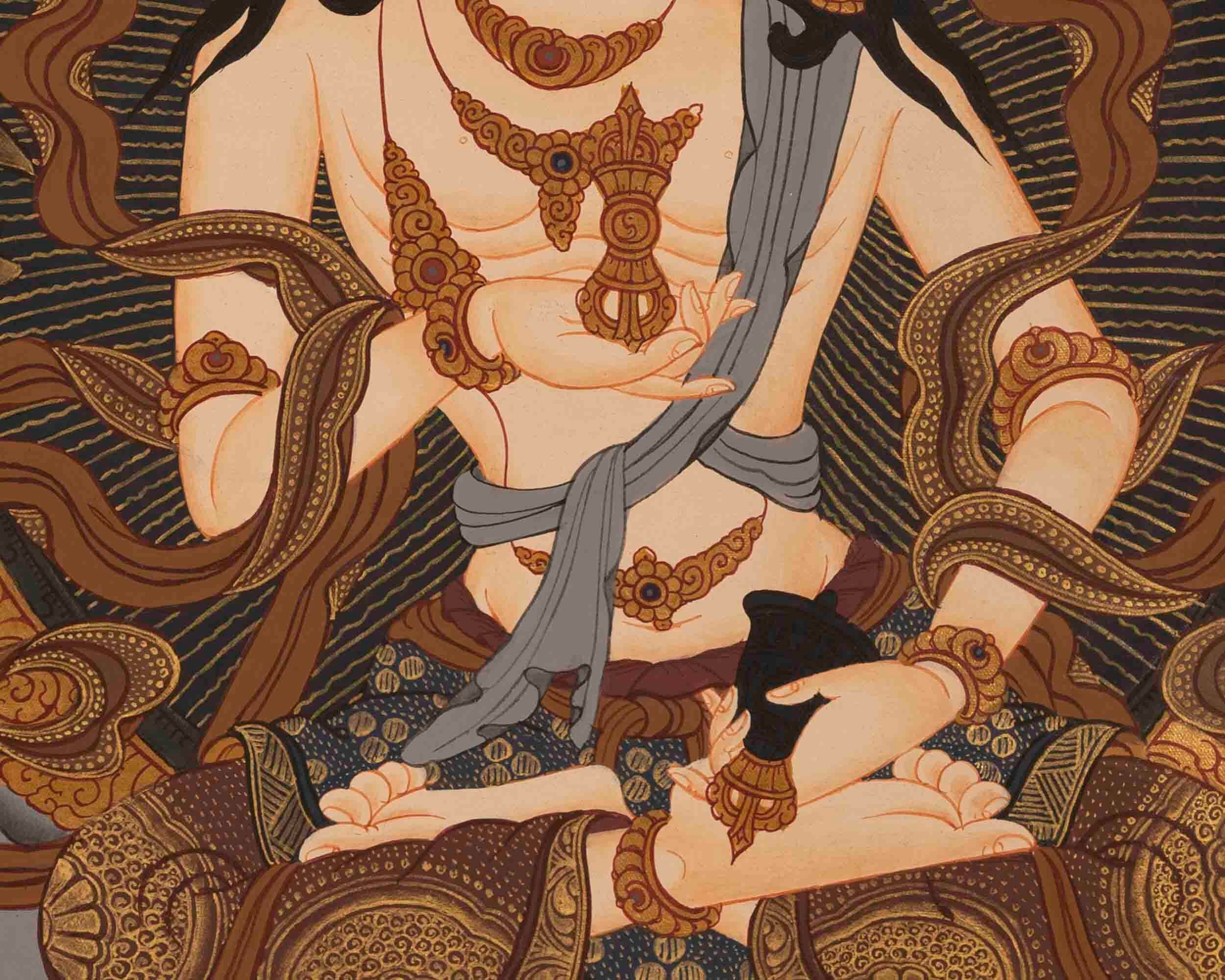 Thangka Painting Of Vajrasattva | Original Hand-Painted Tibetan Buddhist Thanka
