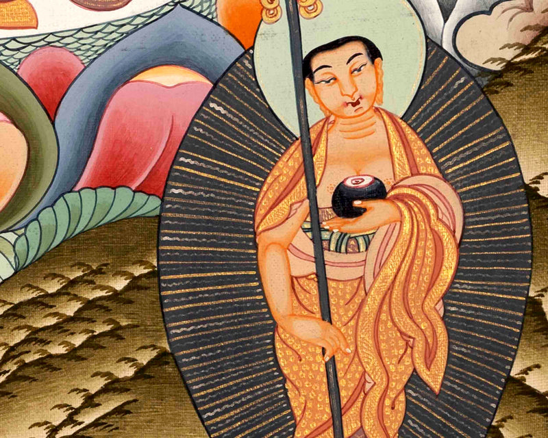 Medicine Buddha Originally Hand-Painted On Cotton Canvas | Shariputra and Maudalyana By His Side