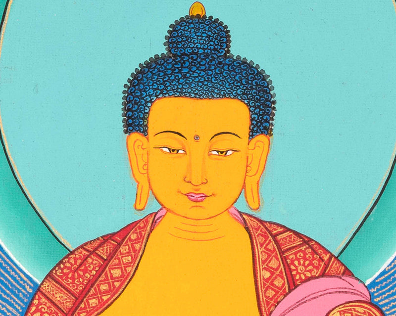 Shakyamuni Buddha Thangka | Tathagata Sitting In Vajra Posture | Wall Decor