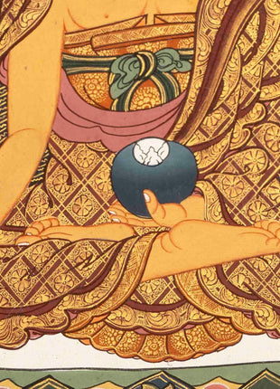 Original Hand-Painted Thangka Of Shakyamuni Buddha Followed By Other Bodhisattvas | Wall Decoration |