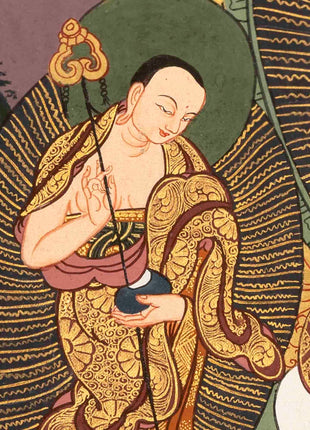 Original Hand-Painted Thangka Of Shakyamuni Buddha Followed By Other Bodhisattvas | Wall Decoration |
