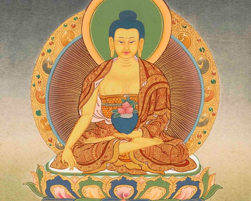 Small Size Shakyamuni Buddha Thangka | Original Tibetan Buddhist Religious Painting |