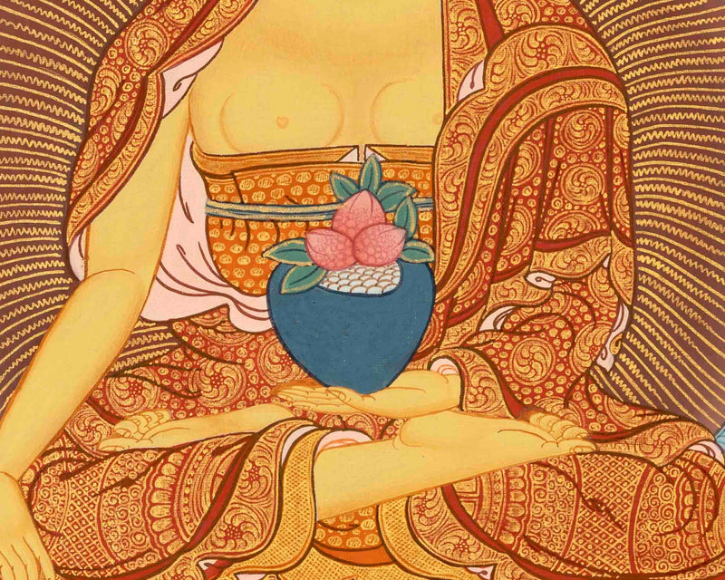 Small Size Shakyamuni Buddha Thangka | Original Tibetan Buddhist Religious Painting |