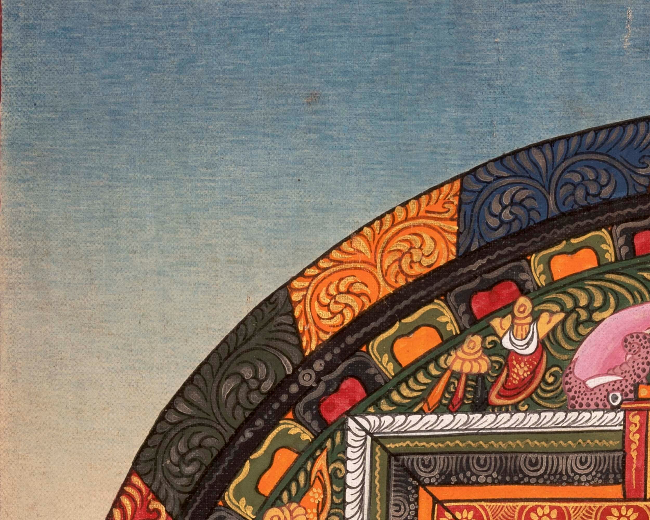 Vintage Ratnasambhava Mandala | Original Hand Painted Tibetan Buddhist Thangka