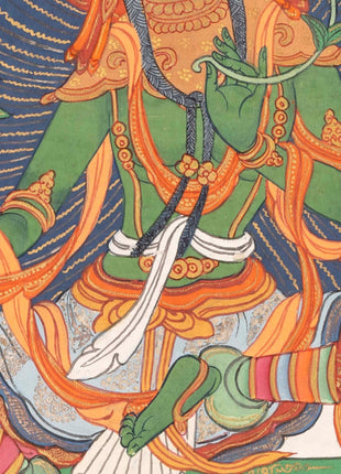 Traditional Green Tara Thangka | Original Hand-Painted Healing Female Deity | Healing Tara Painting |Wall Hanging Yoga Meditation Canvas Art