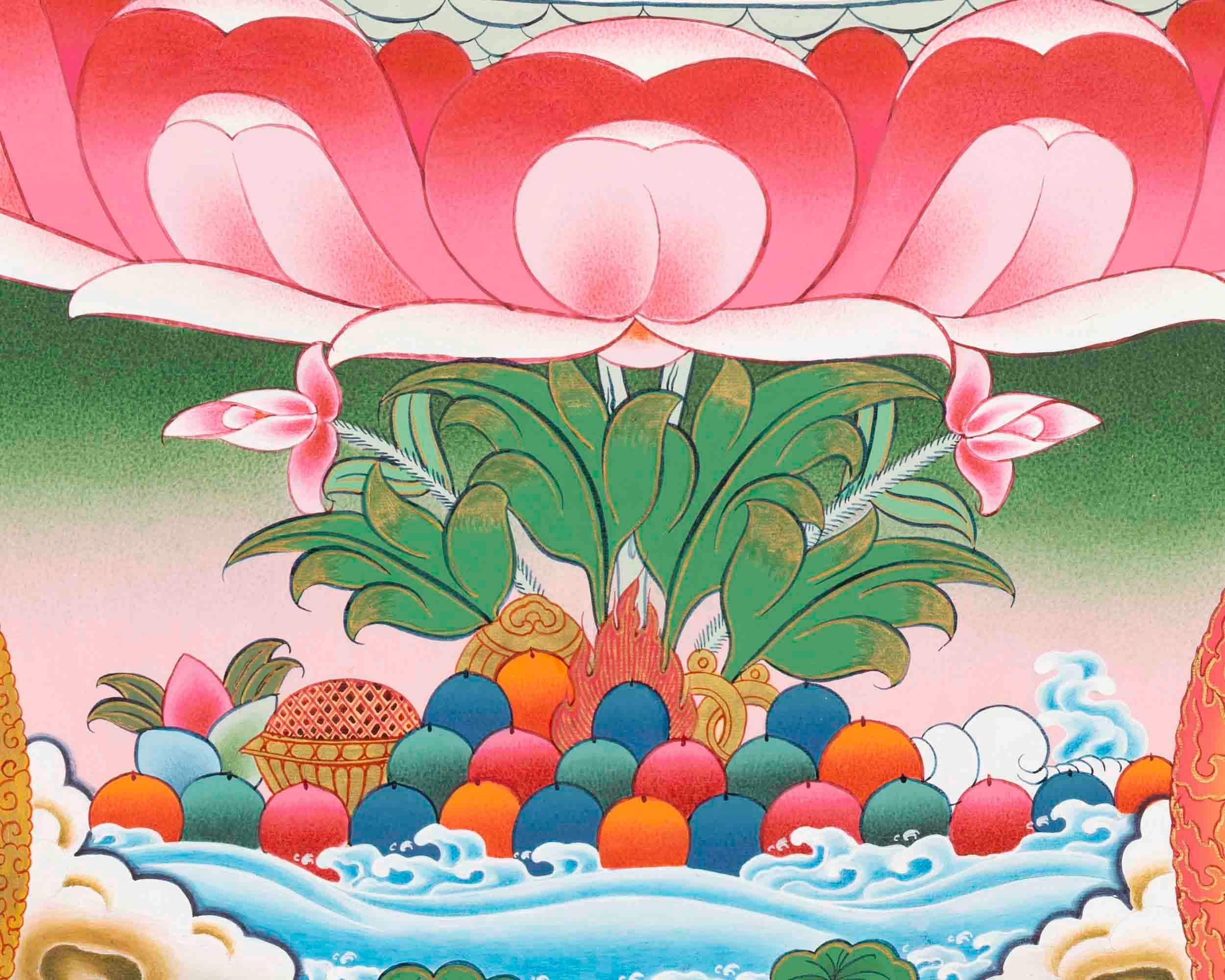 Vajrasattva Dorje Sempa Flanked By Other Bodhisattvas | Original Hand-Painted Buddhist Thanka