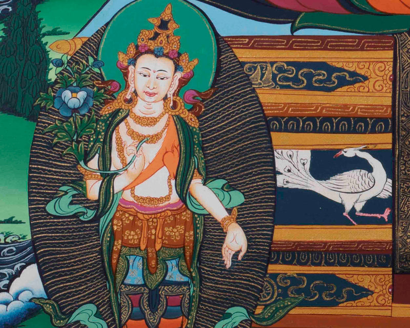 Amitabha Buddha Thangka Painting | Tibetan Buddhist Wall Hanging Art for Peace