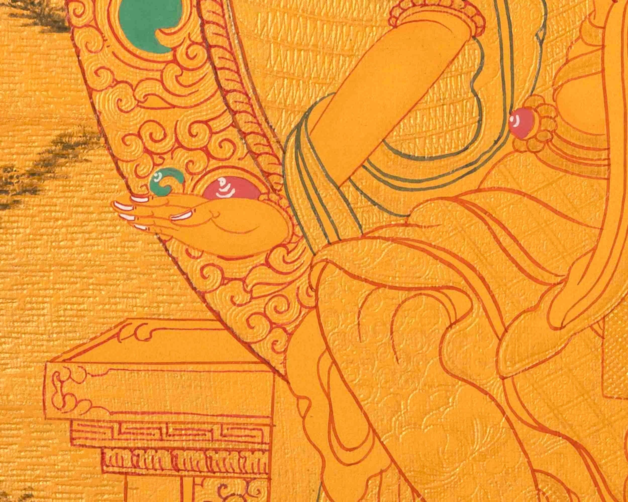 24K Gold Original Hand-Painted Thangka of Maitreya Buddha | Good Luck To House