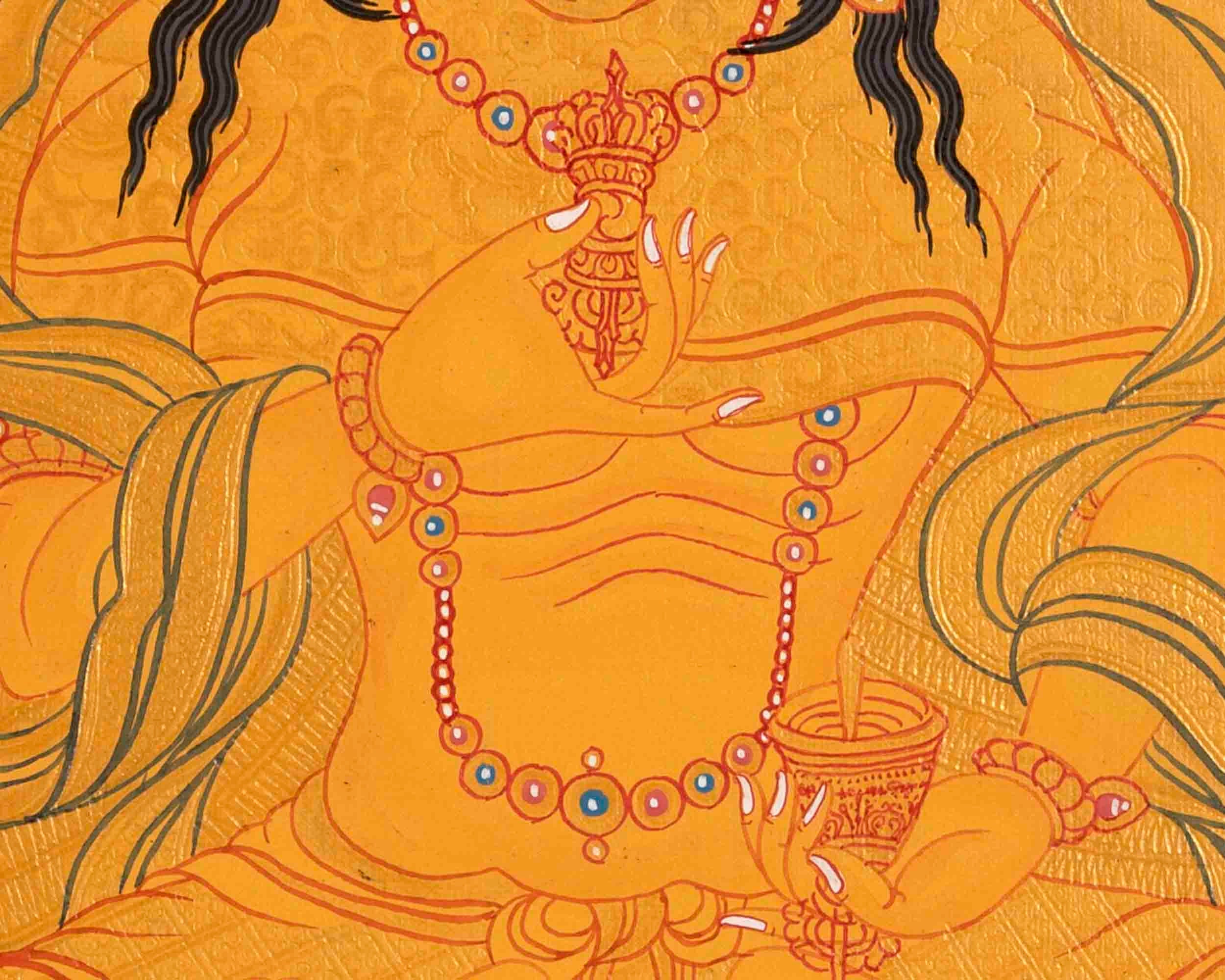 24K Gold Style Original Hand Painted Vajrasattva Thangka | Delightful Dorje Sempa