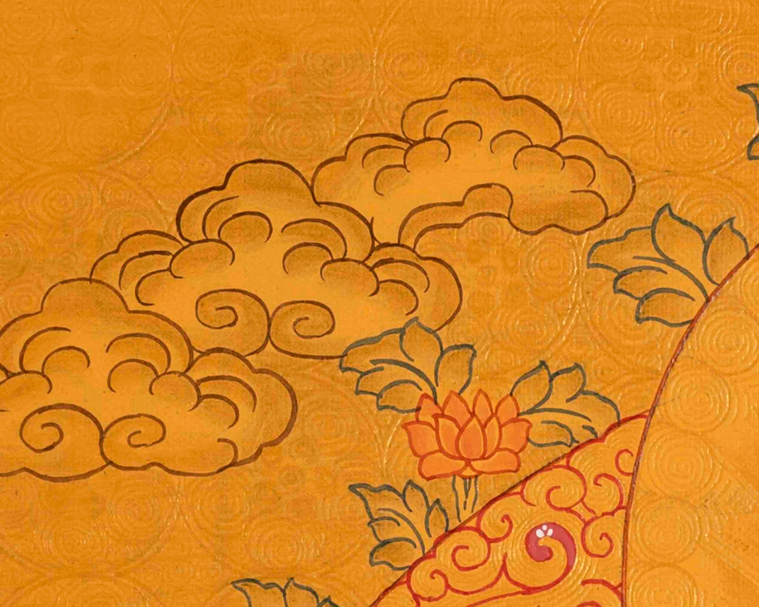 24K Gold Style Original Hand Painted Vajrasattva Thangka | Delightful Dorje Sempa