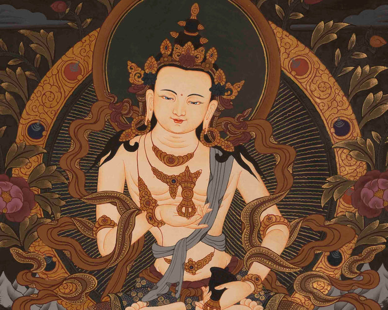 Thangka Painting Of Vajrasattva | Original Hand-Painted Tibetan Buddhist Thanka