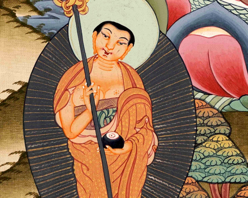 Medicine Buddha Originally Hand-Painted On Cotton Canvas | Shariputra and Maudalyana By His Side