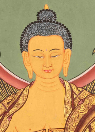 Original Hand-Painted Thangka Of Shakyamuni Buddha Followed By Other Bodhisattvas | Wall Decoration |